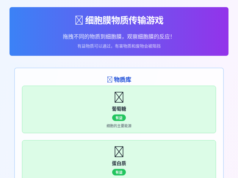 细胞膜物质传输互动游戏