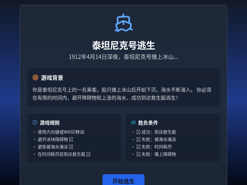3D泰坦尼克号逃生游戏