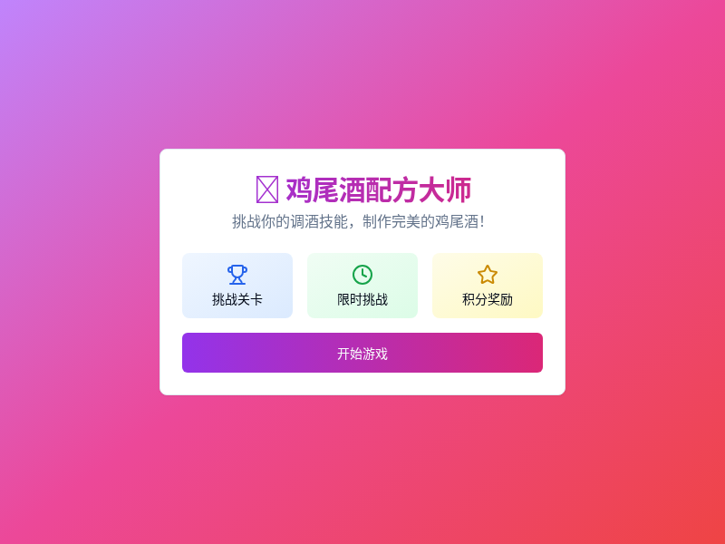 酒吧经营小游戏