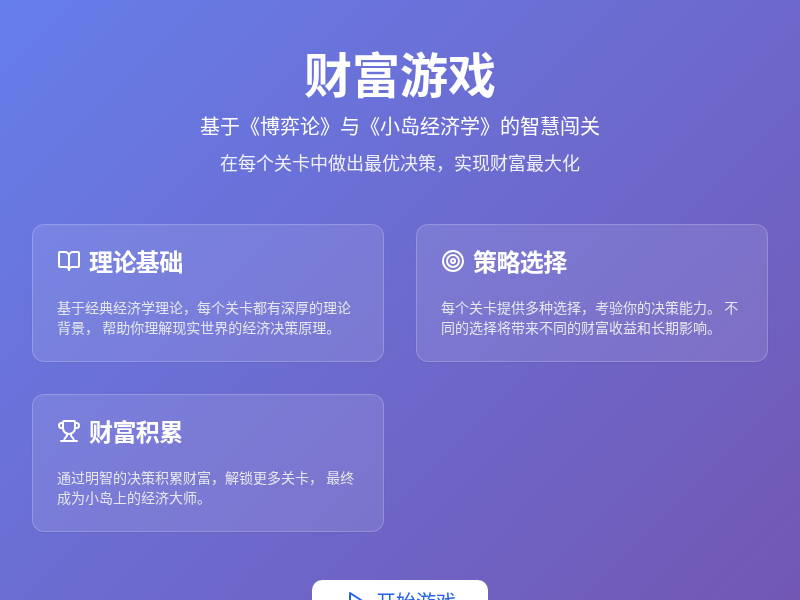 财富游戏 - 博弈论闯关