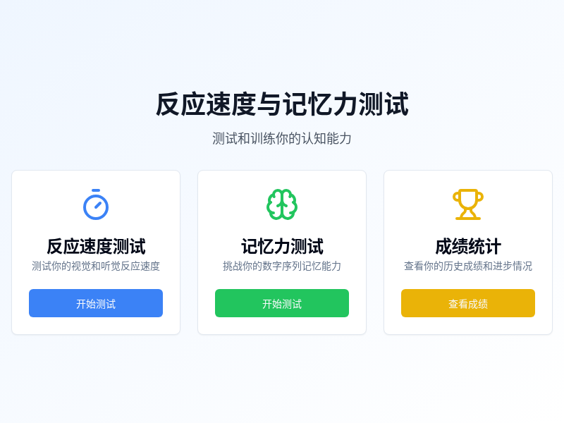 反应速度与记忆力测试游戏
