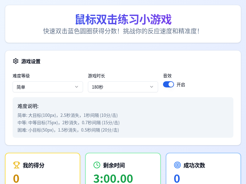鼠标双击练习小游戏