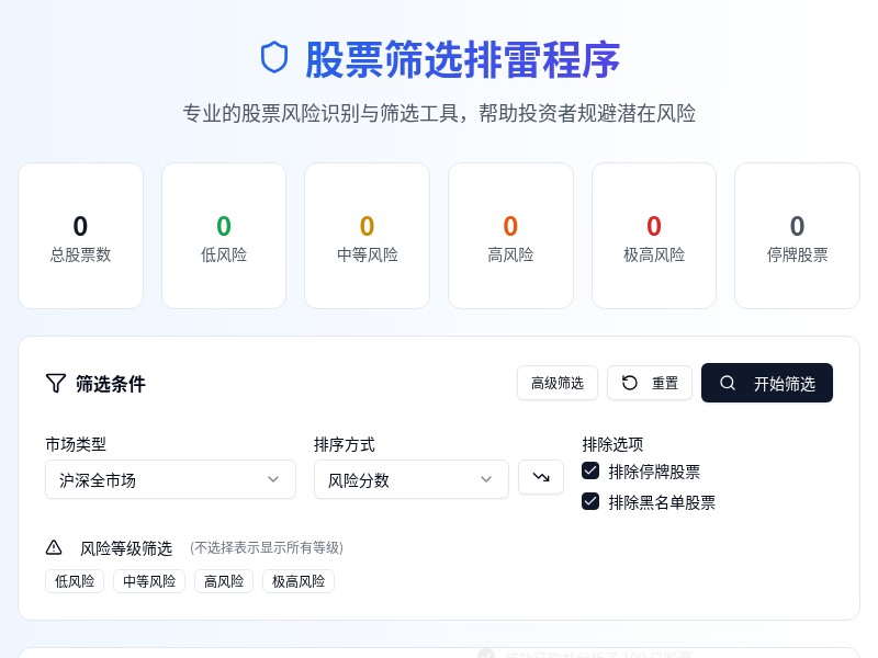 股票筛选排雷程序