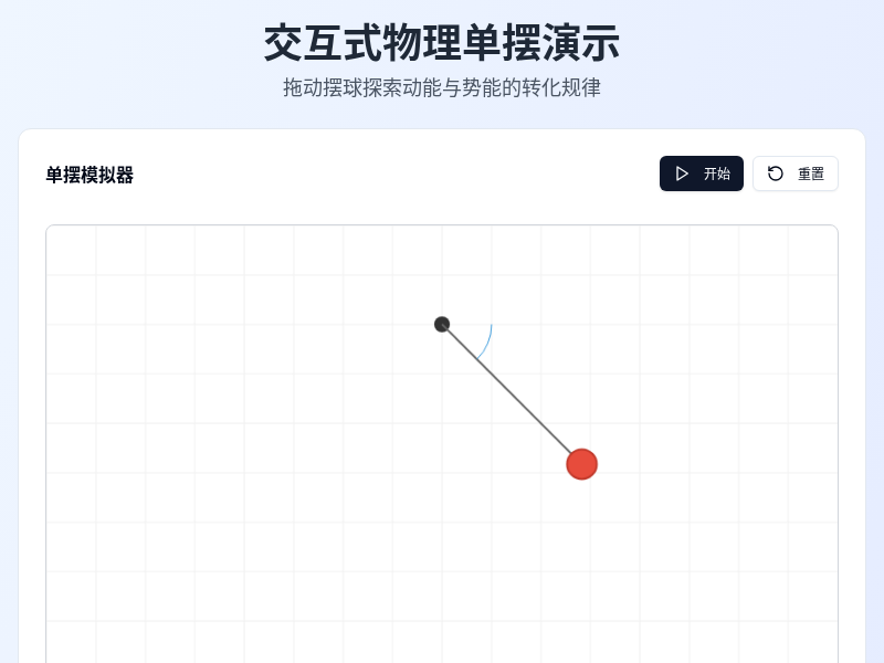 交互式物理单摆演示小游戏