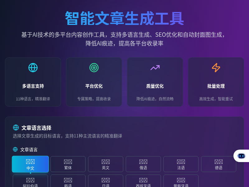 多语种多平台文章智能生成器