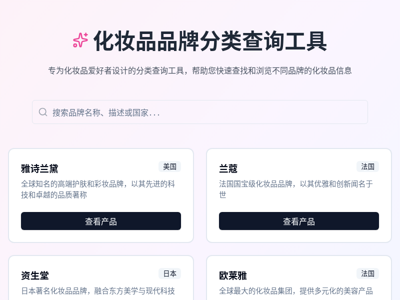 化妆品品牌分类查询工具