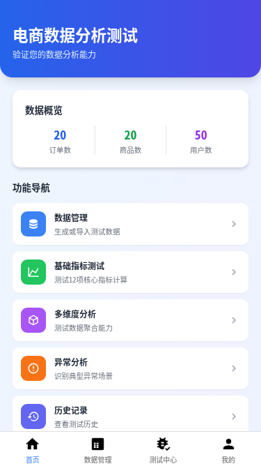 电商数据分析测试小程序